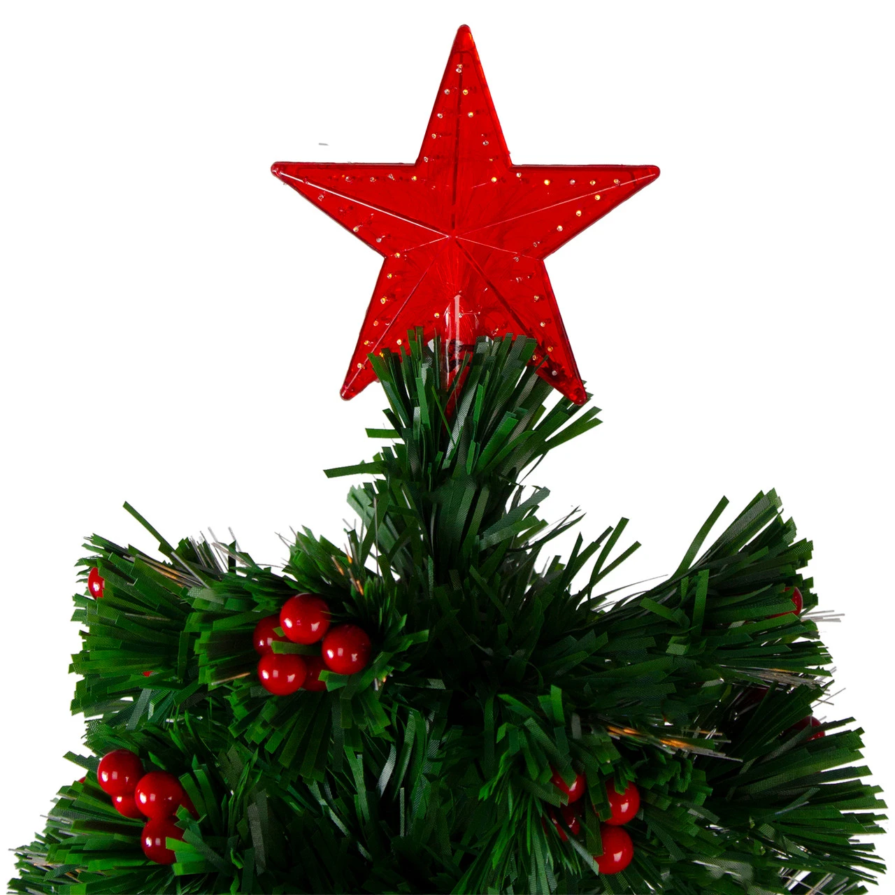 3' Pre-Lit Color Changing Fiber Optic Christmas Tree With Red Berries 4 3' Pre-Lit Color Changing Fiber Optic Christmas Tree With Red Berries - Image 4