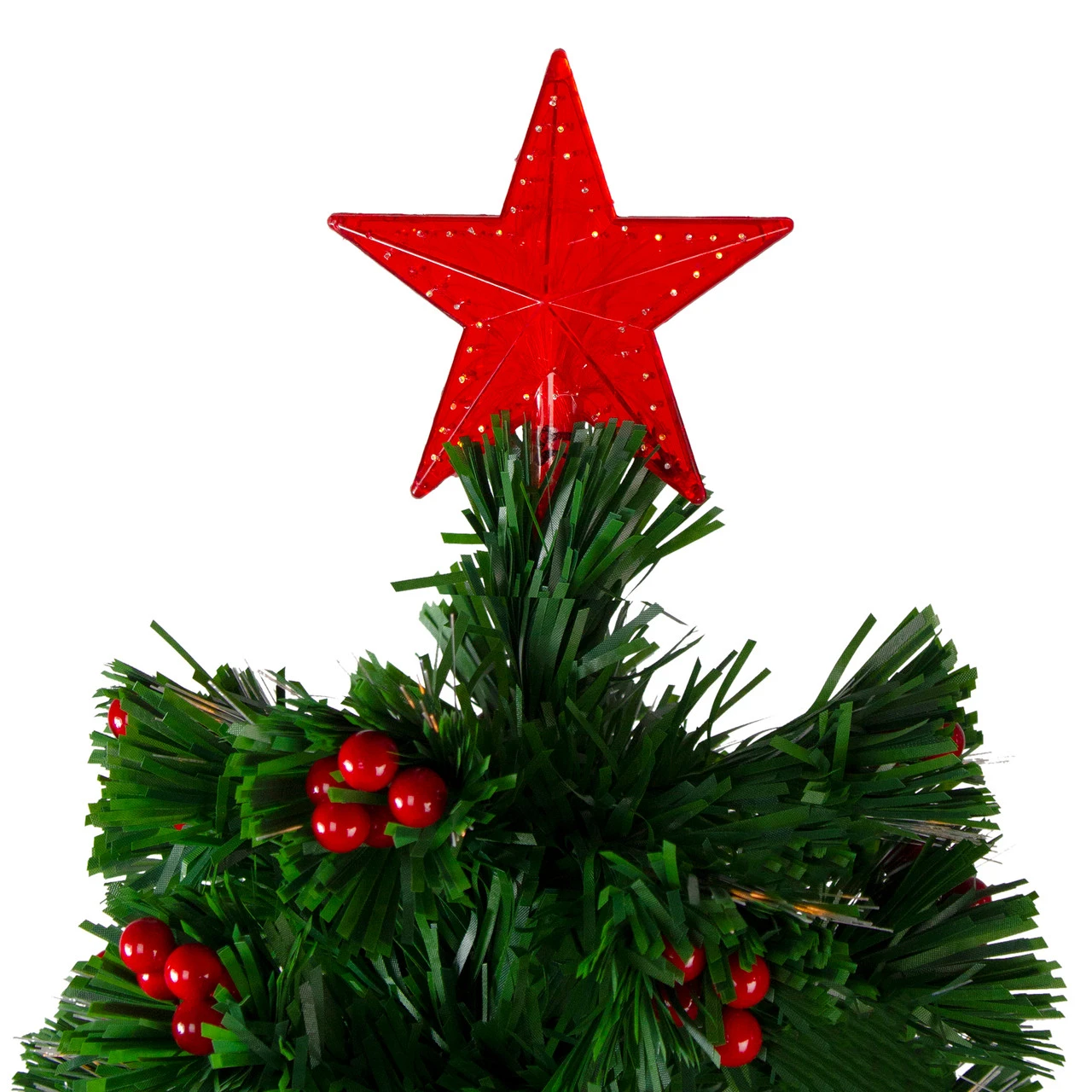 4' Pre-Lit Color Changing Artificial Christmas Tree With Red Berries 5 4' Pre-Lit Color Changing Artificial Christmas Tree With Red Berries - Image 5
