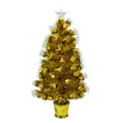 3' Pre-Lit Gold Fiber Optic Artificial Christmas Tree, White Lights