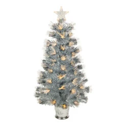3' Pre-Lit Silver Fiber Optic Artificial Christmas Tree, Warm White Lights