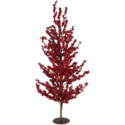 30" Red Berries Artificial Christmas Twig Tree, Unlit