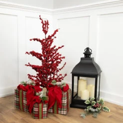 30" Red Berries Artificial Christmas Twig Tree, Unlit -Xmas Trees Shop northlight nl00338 styled 37406.1686065015