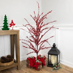 5' Artificial Red Berry Christmas Twig Tree, Unlit -Xmas Trees Shop northlight nl003422c20yw14841 styled 32226.1686064958