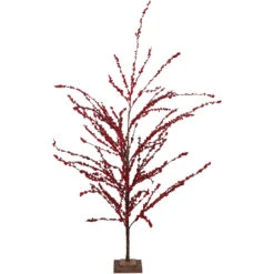 5' Artificial Red Berry Christmas Twig Tree, Unlit