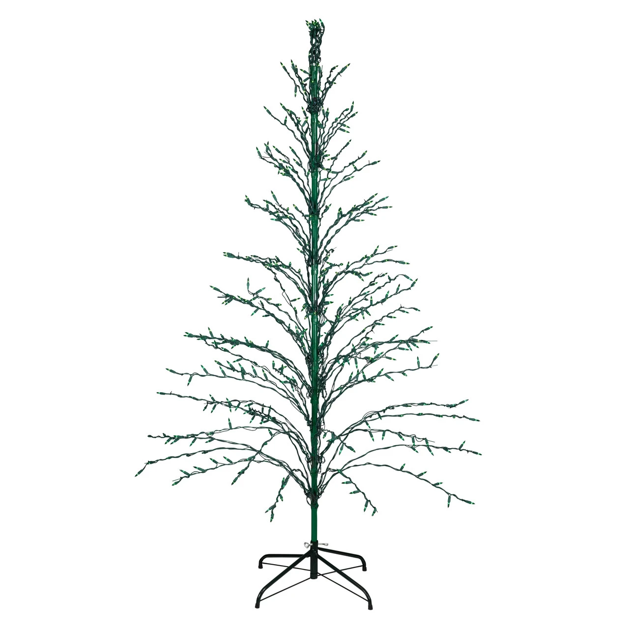 6' Pre-Lit Green Cascade Twig Tree Christmas Outdoor Decor - Green Lights 1 6' Pre-Lit Green Cascade Twig Tree Christmas Outdoor Decor - Green Lights
