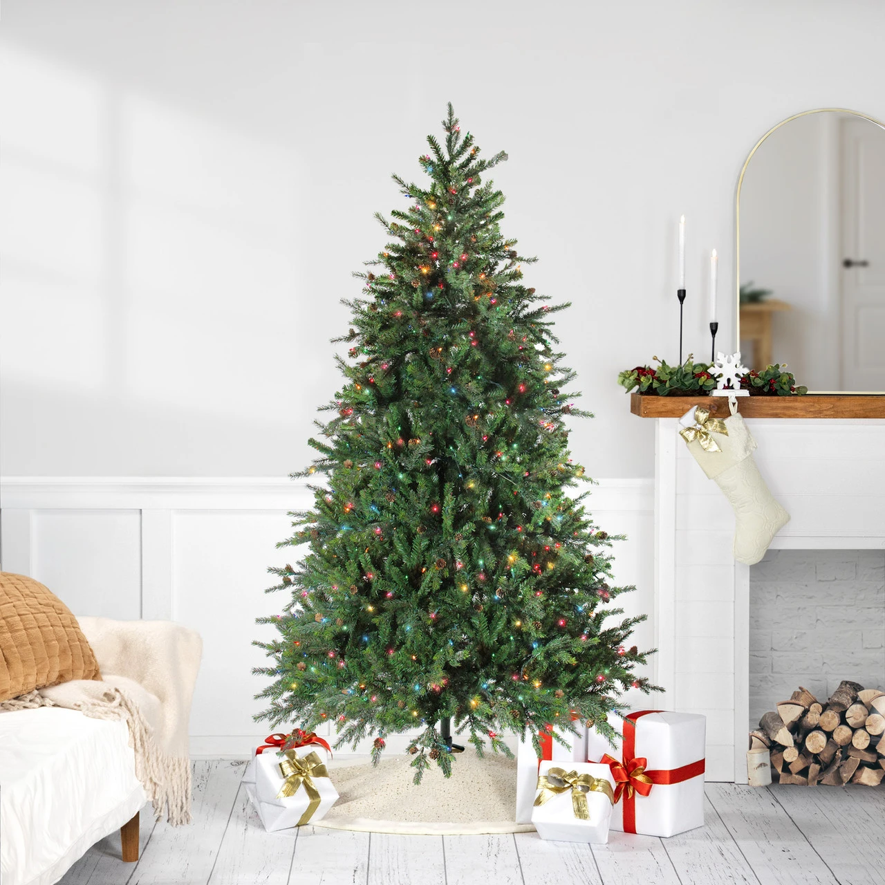 6.5' Pre-Lit Full Hunter Fir Artificial Christmas Tree - Multicolor Lights 1 6.5' Pre-Lit Full Hunter Fir Artificial Christmas Tree - Multicolor Lights