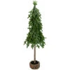 25.5-Inch Downswept Iced Artificial Christmas Tree Wood Base - Unlit