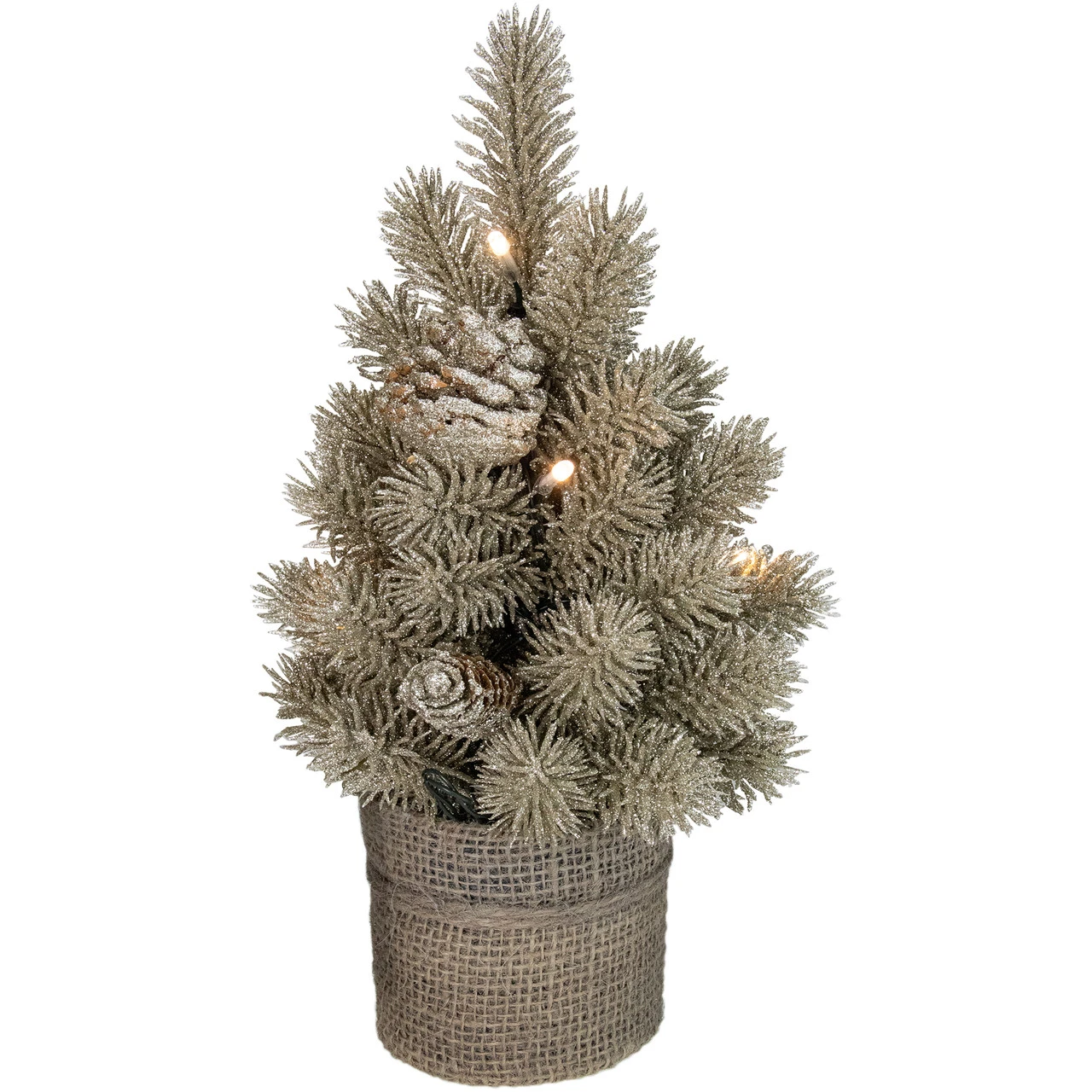 10.25" LED Potted Champagne Metallic Glitter Artificial Christmas Tree - Clear Lights 3 10.25" LED Potted Champagne Metallic Glitter Artificial Christmas Tree - Clear Lights - Image 3