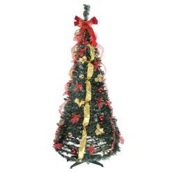 6' Pre-Lit Red And Gold Pre-Decorated Pop-Up Artificial Christmas Tree