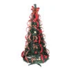 6' Pre-Lit Red Plaid Pre-Decorated Pop-Up Artificial Christmas Tree, Multicolor Lights