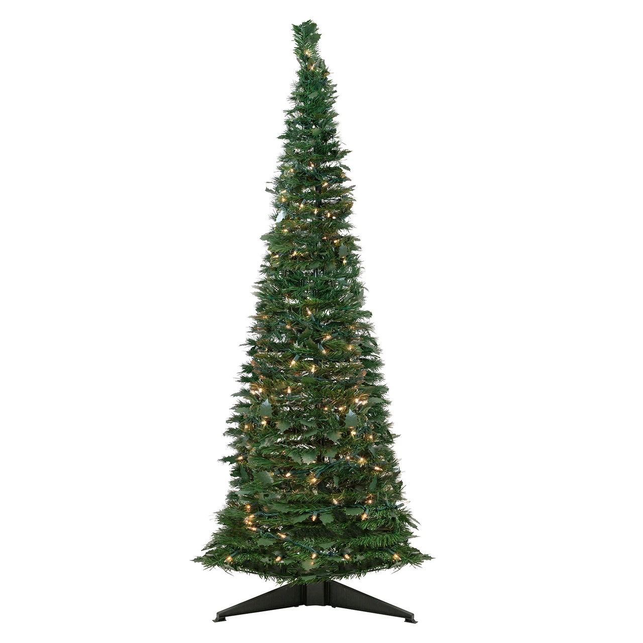6' Pre-Lit Green Holly Leaf Pop-Up Artificial Christmas Tree - Clear Lights 1 6' Pre-Lit Green Holly Leaf Pop-Up Artificial Christmas Tree - Clear Lights