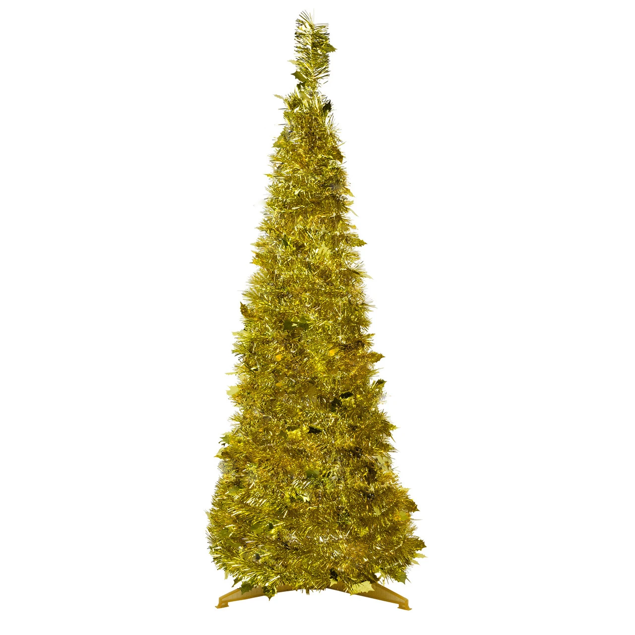 4' Gold Tinsel Pop-Up Artificial Christmas Tree, Unlit 1 4' Gold Tinsel Pop-Up Artificial Christmas Tree, Unlit