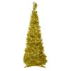 4' Pre-Lit Gold Tinsel Pop-Up Artificial Christmas Tree, Clear Lights