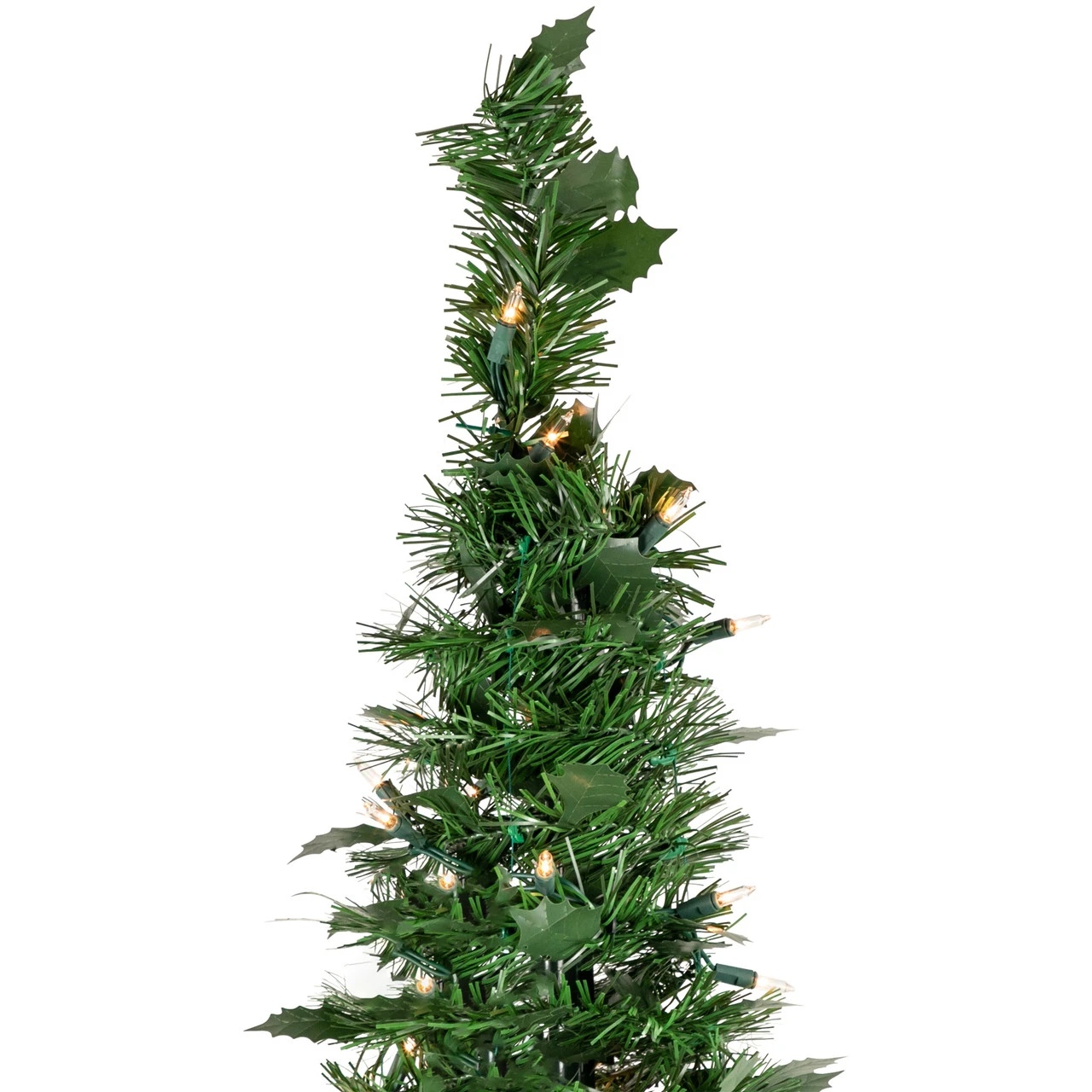 6' Pre-Lit Green Holly Leaf Pop-Up Artificial Christmas Tree - Clear Lights 5 6' Pre-Lit Green Holly Leaf Pop-Up Artificial Christmas Tree - Clear Lights - Image 5