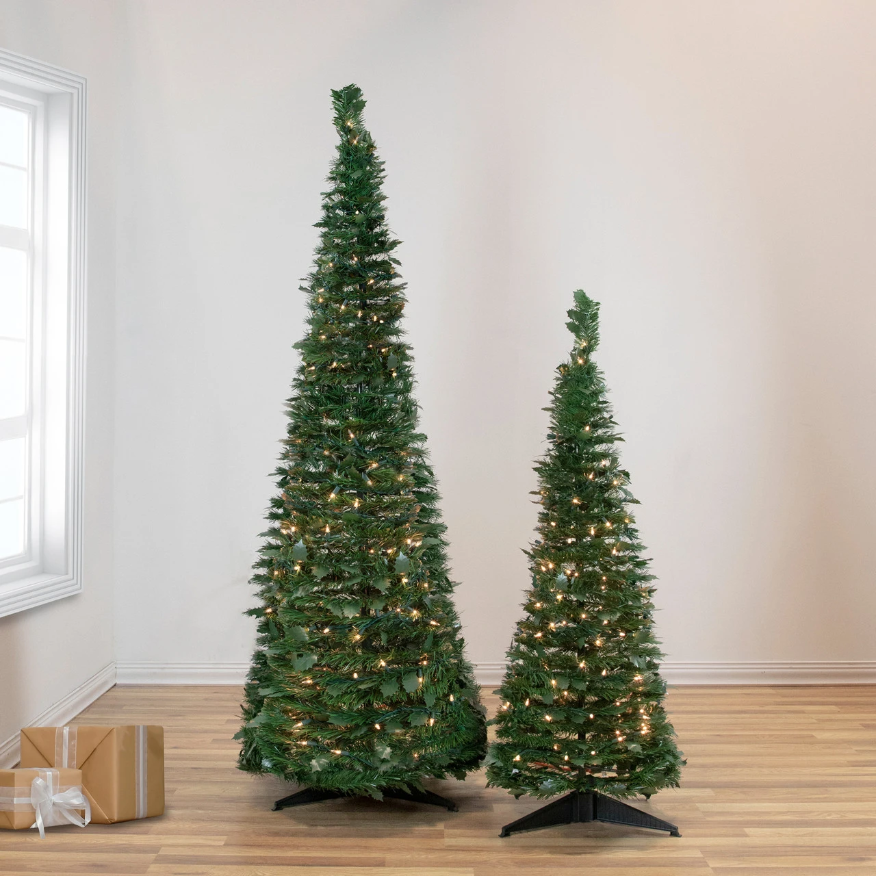 6' Pre-Lit Green Holly Leaf Pop-Up Artificial Christmas Tree - Clear Lights 2 6' Pre-Lit Green Holly Leaf Pop-Up Artificial Christmas Tree - Clear Lights - Image 2