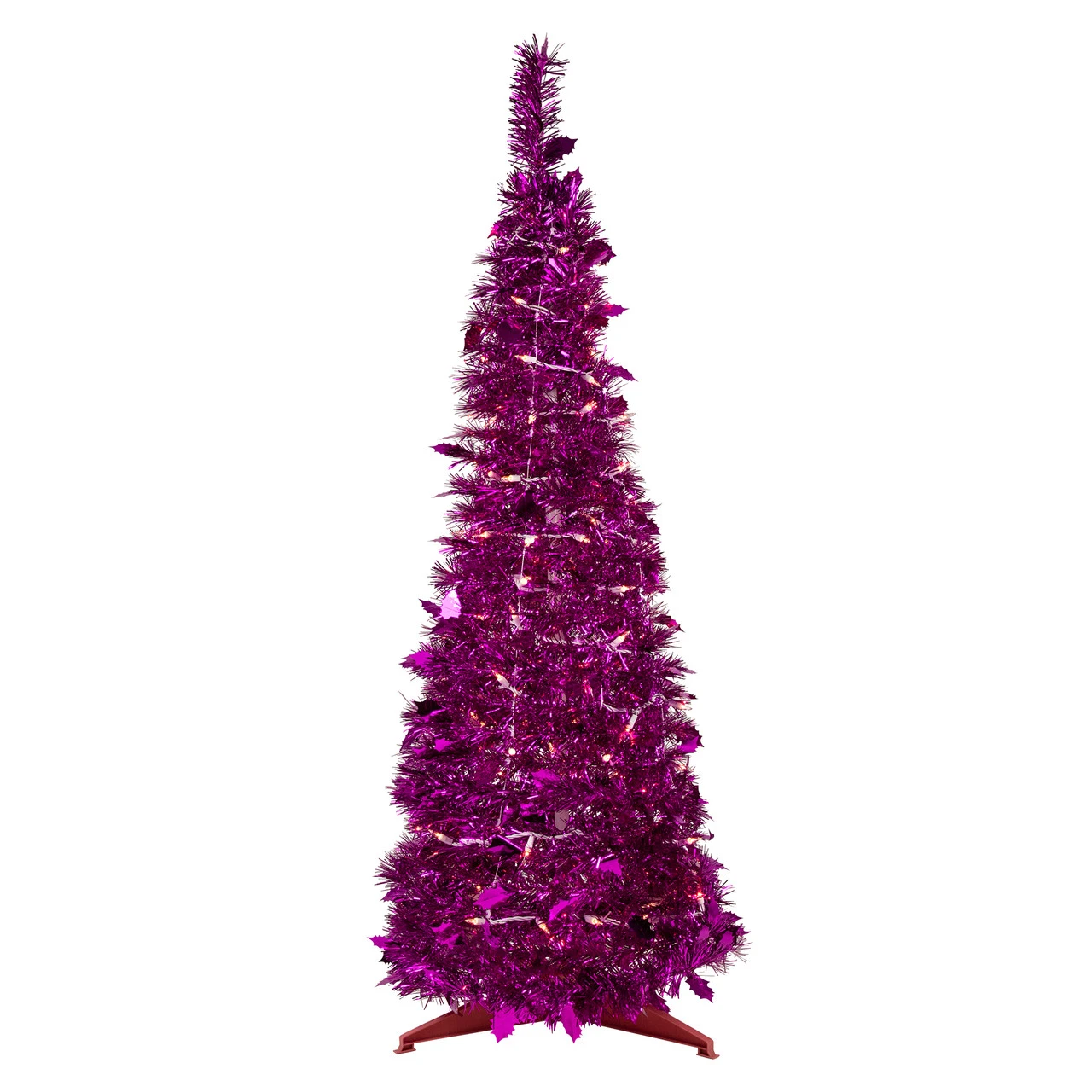 4' Pre-Lit Pink Tinsel Pop-Up Artificial Christmas Tree, Clear Lights 1 4' Pre-Lit Pink Tinsel Pop-Up Artificial Christmas Tree, Clear Lights