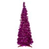 6' Pre-Lit Pink Tinsel Pop-Up Artificial Christmas Tree, Clear Lights
