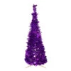 6' Purple Tinsel Pop-Up Artificial Christmas Tree, Unlit