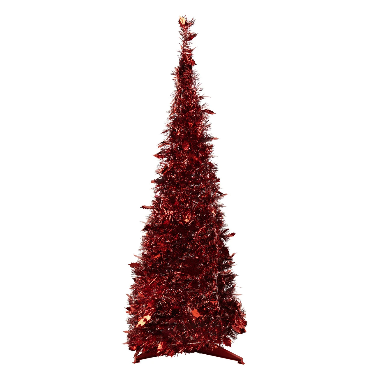 4' Red Tinsel Pop-Up Artificial Christmas Tree, Unlit 1 4' Red Tinsel Pop-Up Artificial Christmas Tree, Unlit