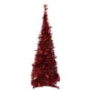 6' Red Tinsel Pop-Up Artificial Christmas Tree, Unlit