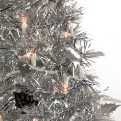 4' Pre-Lit Silver Tinsel Pop-Up Artificial Christmas Tree, Clear Lights -Xmas Trees Shop northlight sm92156 2 51099.1667530294