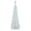 4' Pre-Lit White Tinsel Pop-Up Artificial Christmas Tree, Blue Lights