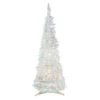 4' Pre-Lit White Tinsel Pop-Up Artificial Christmas Tree, Clear Lights
