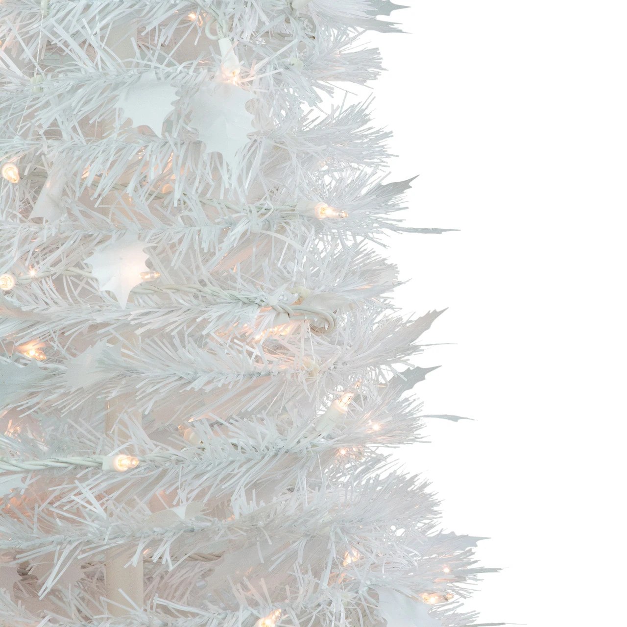 6' Pre-Lit White Tinsel Pop-Up Artificial Christmas Tree, Clear Lights 4 6' Pre-Lit White Tinsel Pop-Up Artificial Christmas Tree, Clear Lights - Image 4