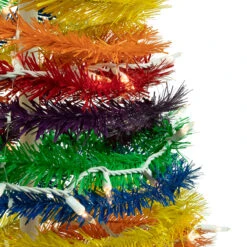 4' Pre-Lit Rainbow Tinsel Pop-Up Artificial Christmas Tree, Clear Lights -Xmas Trees Shop northlight sm92175 3 92323.1667530309