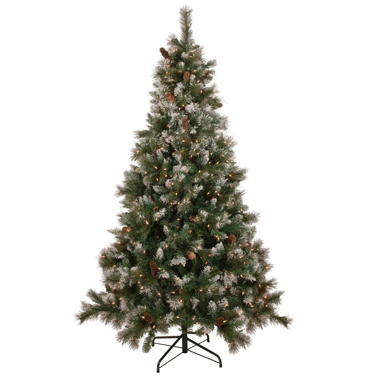 6.5' Pre-lit Snow Valley Pine Artificial Christmas Tree, Clear Lights 2 6.5' Pre-lit Snow Valley Pine Artificial Christmas Tree, Clear Lights - Image 2
