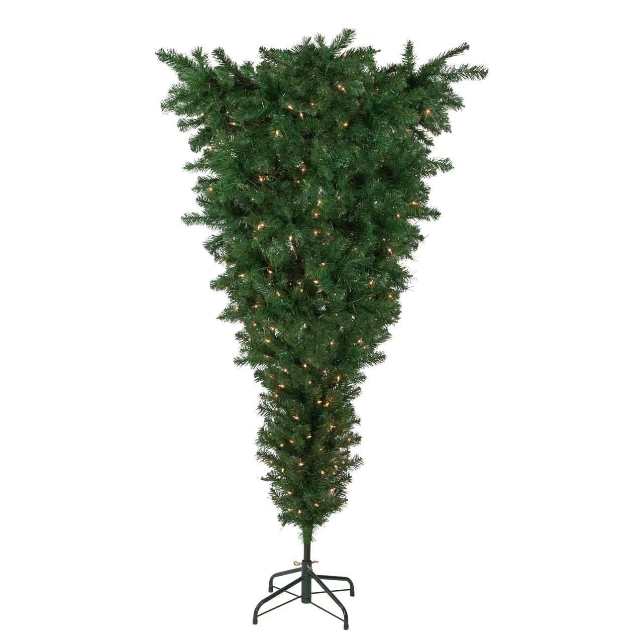 7.5' Pre-Lit Green Upside Down Spruce Artificial Christmas Tree, Clear Lights 1 7.5' Pre-Lit Green Upside Down Spruce Artificial Christmas Tree, Clear Lights