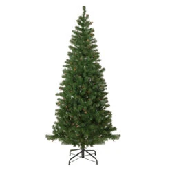 6' Pre-Lit Wilson Pine Slim Artificial Christmas Tree, Multi Lights