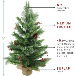 24" Mixed Cashmere Berry Pine Medium Artificial Christmas Tree - Unlit -Xmas Trees Shop northlight v03957 thumbnail 09231.1684869034