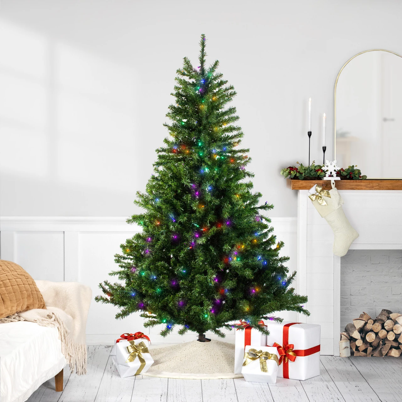 6' Pre-Lit LED Canadian Pine Artificial Christmas Tree - Multi Lights 1 6' Pre-Lit LED Canadian Pine Artificial Christmas Tree - Multi Lights