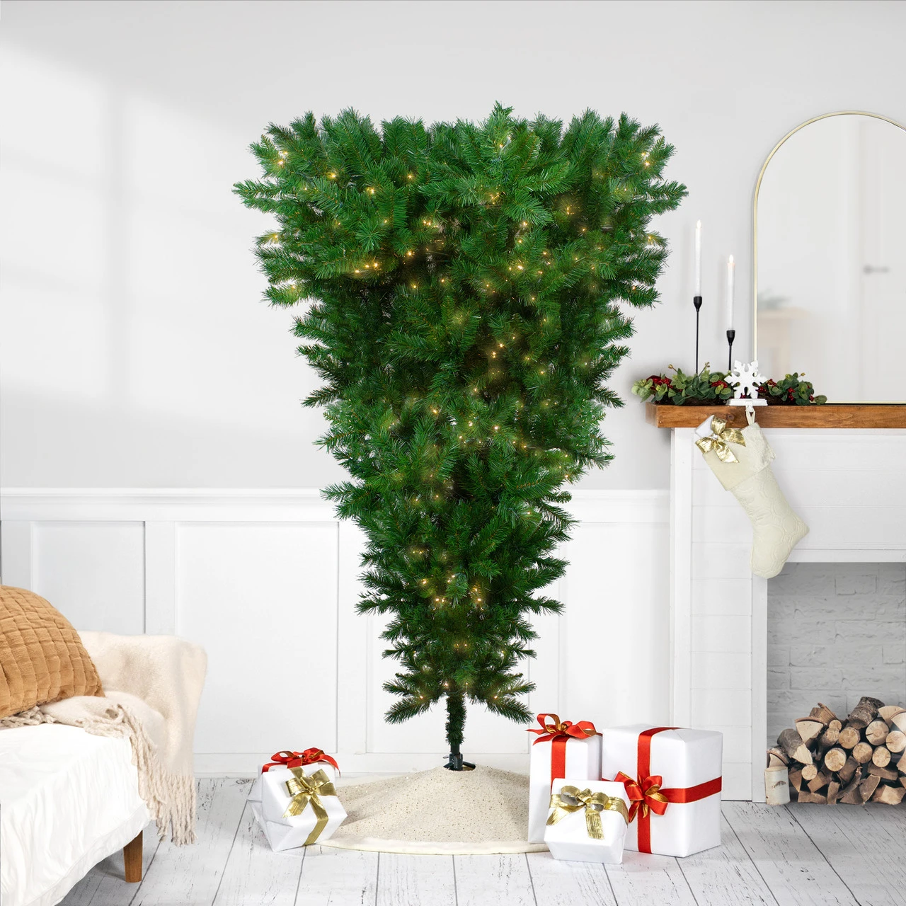7' Pre-Lit Green Sugar Pine Upside Down Artificial Christmas Tree - Clear Lights 1 7' Pre-Lit Green Sugar Pine Upside Down Artificial Christmas Tree - Clear Lights