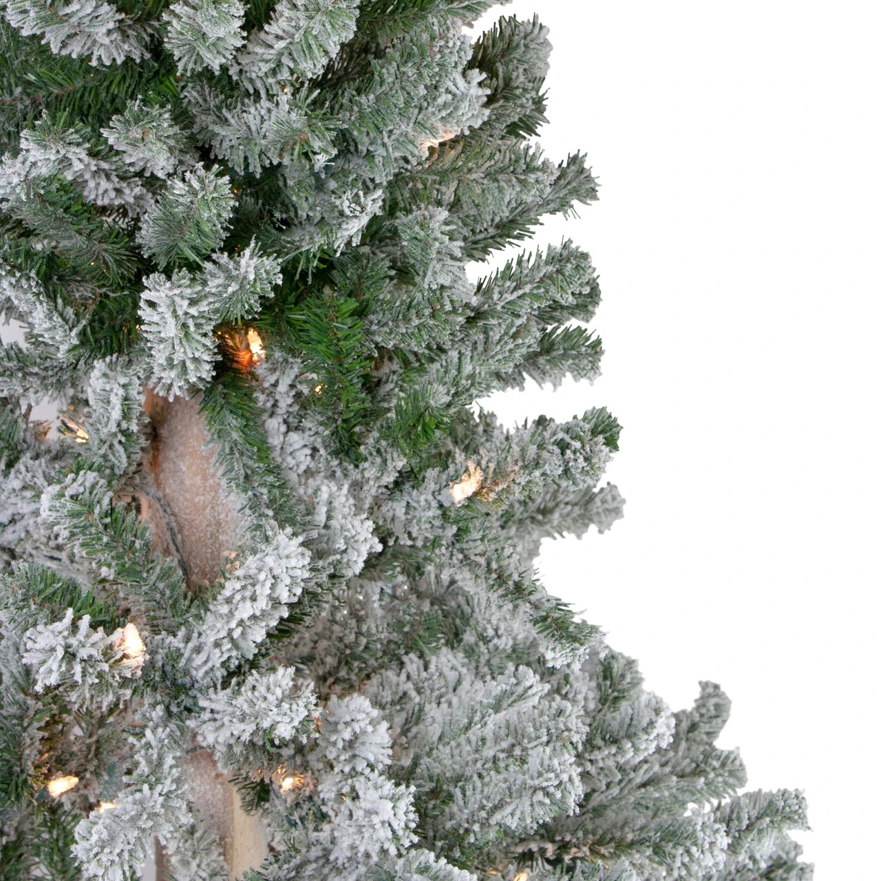 7' Pre-Lit Pencil Flocked Alpine Artificial Christmas Tree - Clear Lights 5 7' Pre-Lit Pencil Flocked Alpine Artificial Christmas Tree - Clear Lights - Image 5