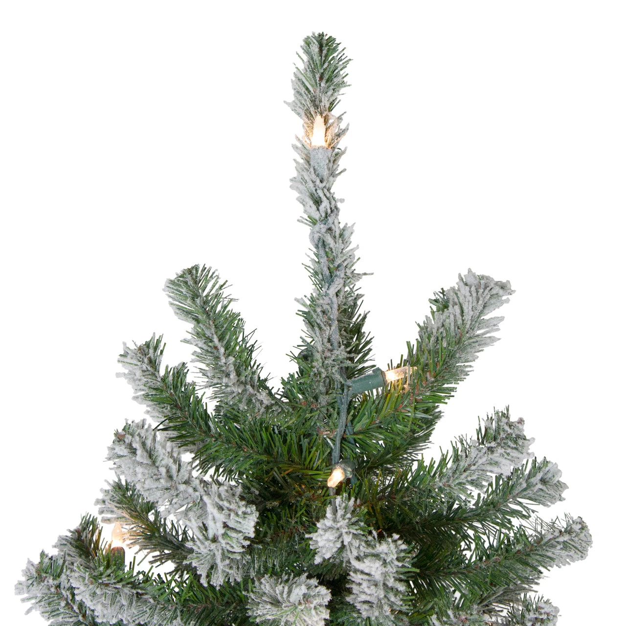 7' Pre-Lit Pencil Flocked Alpine Artificial Christmas Tree - Clear Lights 4 7' Pre-Lit Pencil Flocked Alpine Artificial Christmas Tree - Clear Lights - Image 4