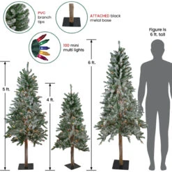 Set Of 3 Pre-Lit Slim Flocked Alpine Artificial Christmas Trees 6' - Multicolor Lights -Xmas Trees Shop northlight v27441 4 50818.1667572688