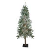 7' Pre-Lit Pencil Flocked Alpine Artificial Christmas Tree - Clear Lights