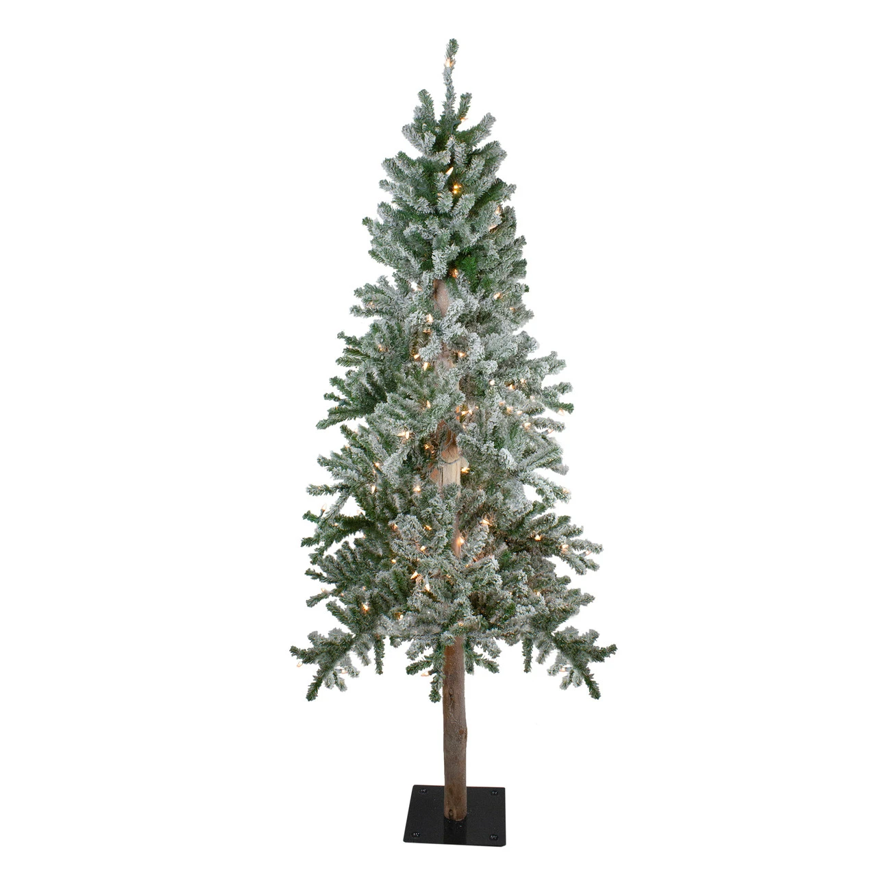 7' Pre-Lit Pencil Flocked Alpine Artificial Christmas Tree - Clear Lights 1 7' Pre-Lit Pencil Flocked Alpine Artificial Christmas Tree - Clear Lights
