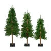 Set Of 3 Pre-Lit Slim Alpine Artificial Christmas Trees 6' - Multi Lights
