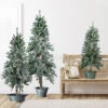 Set Of 3 Slim Flocked Alpine Artificial Christmas Trees 6' - Unlit