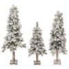 Set Of 3 Slim Flocked Alpine Artificial Christmas Trees 5' - Unlit
