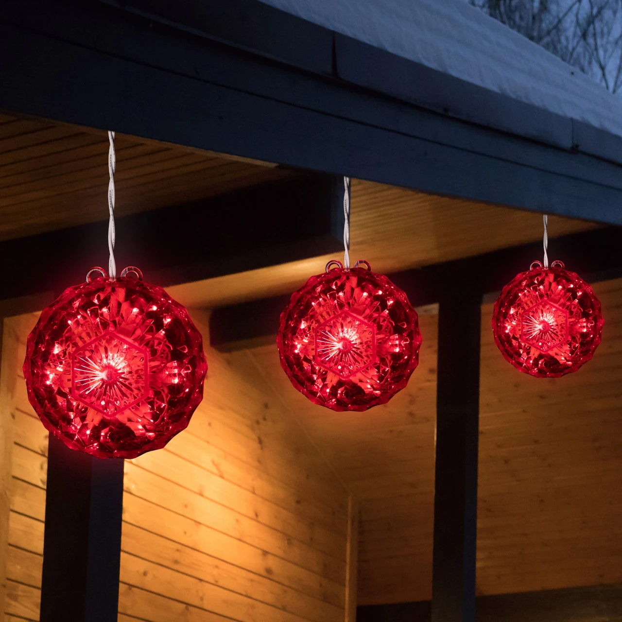 6" LED Lighted Red Crystal Sphere Outdoor Christmas Decoration 3 6" LED Lighted Red Crystal Sphere Outdoor Christmas Decoration - Image 3