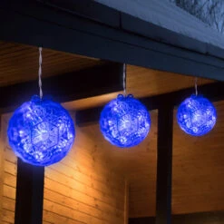 Blue LED Hanging Crystal Sphere Ball Outdoor Christmas Decor - 6 Inch -Xmas Trees Shop northlight ys27568 3 74350.1667580358