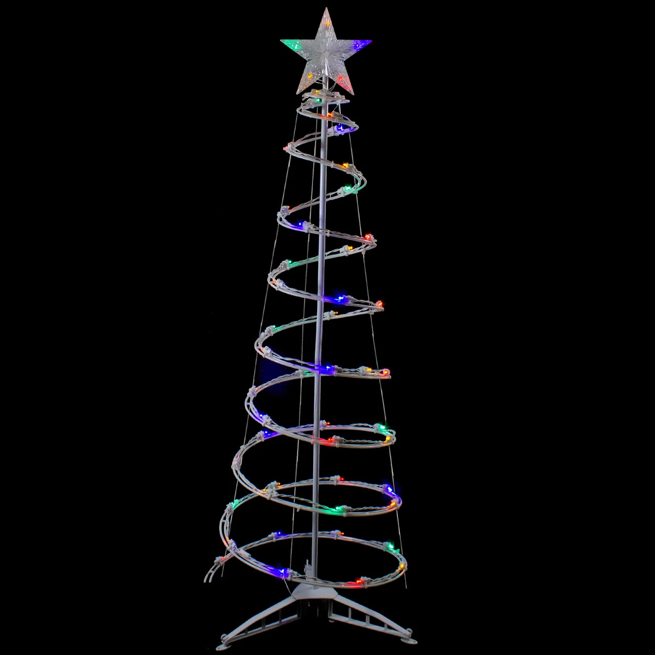4ft LED Lighted Spiral Cone Tree Outdoor Christmas Decoration, Multi Lights 3 4ft LED Lighted Spiral Cone Tree Outdoor Christmas Decoration, Multi Lights - Image 3