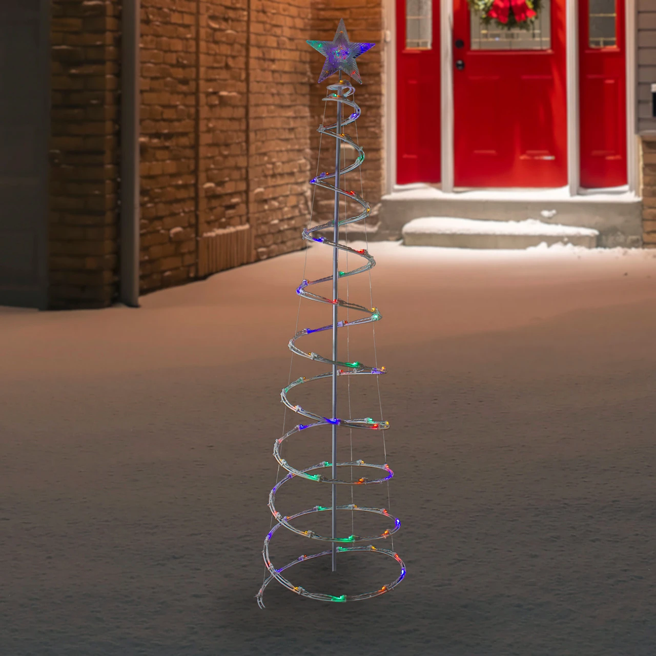6ft LED Lighted Spiral Cone Tree Outdoor Christmas Decoration, Multi Lights 2 6ft LED Lighted Spiral Cone Tree Outdoor Christmas Decoration, Multi Lights - Image 2