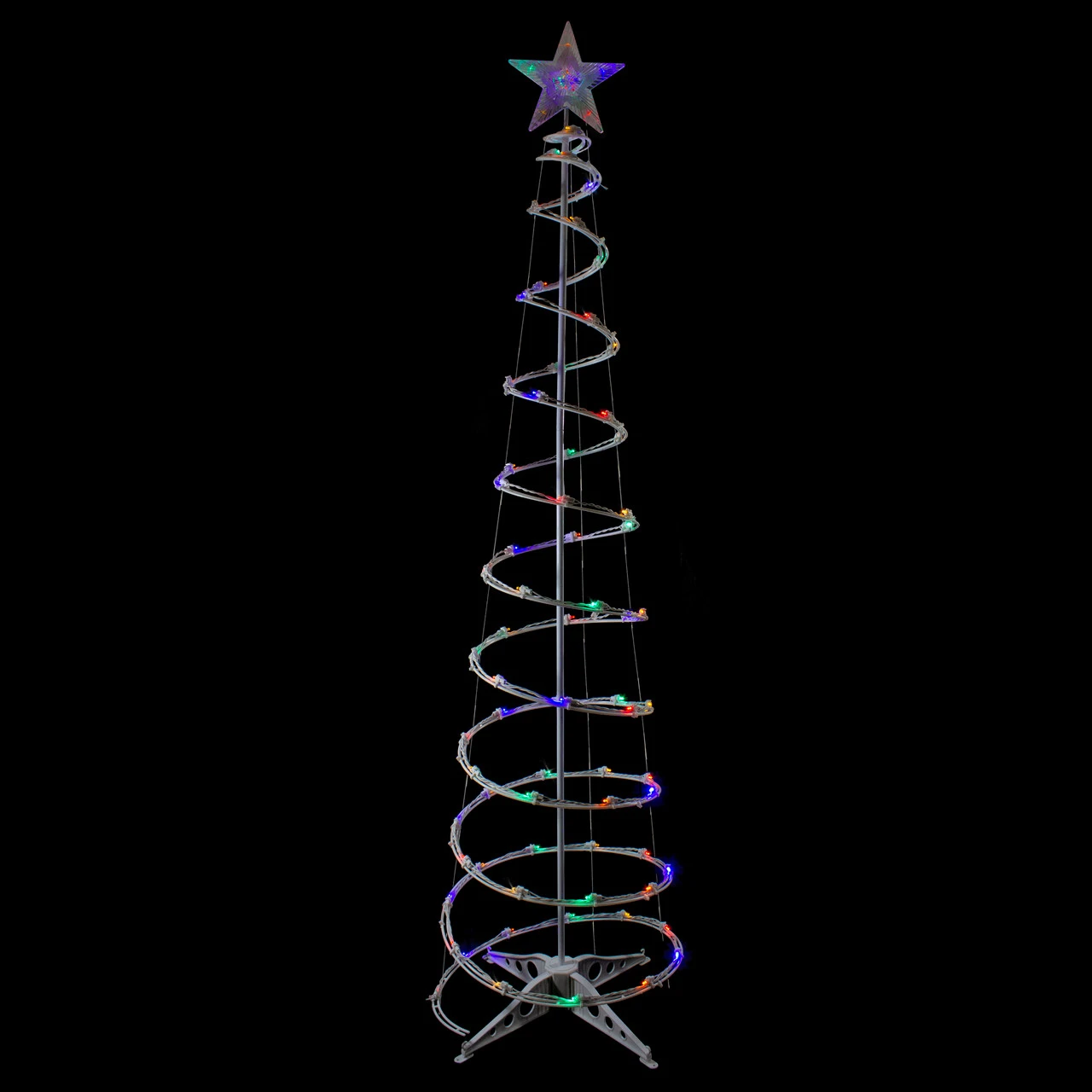 6ft LED Lighted Spiral Cone Tree Outdoor Christmas Decoration, Multi Lights 3 6ft LED Lighted Spiral Cone Tree Outdoor Christmas Decoration, Multi Lights - Image 3