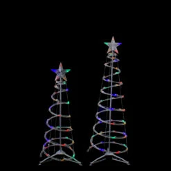Set Of 2 LED Lighted Multi-Color Outdoor Spiral Christmas Cone Trees 3', 4' 6 Set Of 2 LED Lighted Multi-Color Outdoor Spiral Christmas Cone Trees 3', 4' -Xmas Trees Shop northlight ys92336 2 18424.1667530329