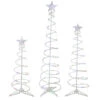 Set Of 3 LED Lighted Multi-Color Outdoor Spiral Christmas Cone Trees 3', 4', And 6'